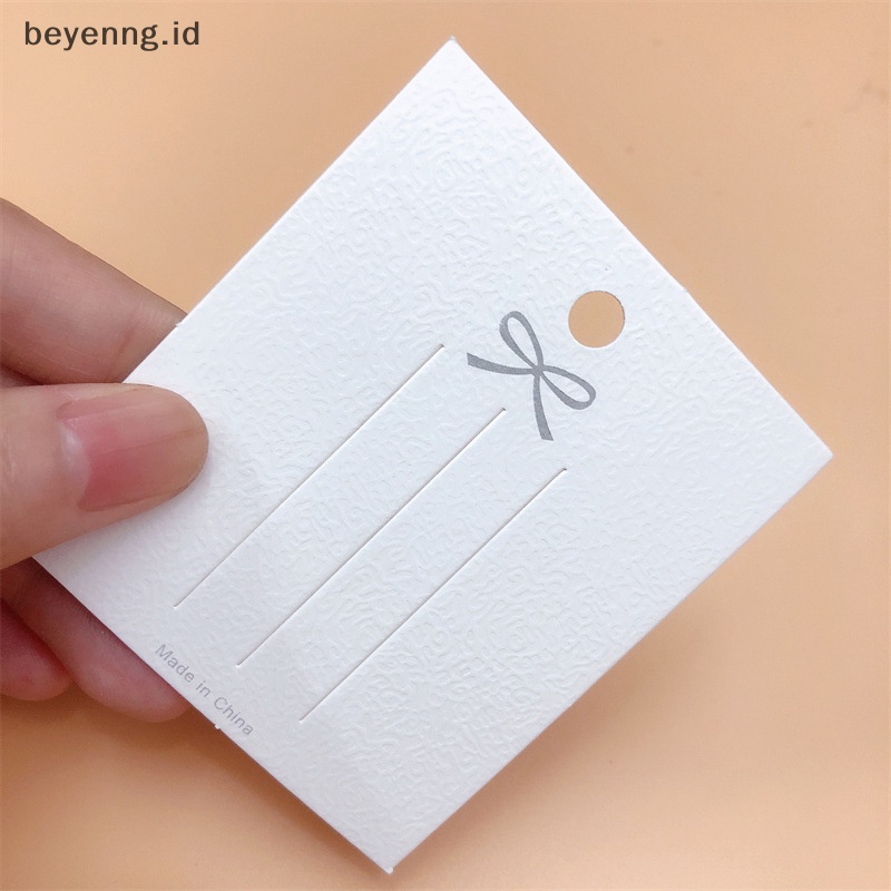 Beyen 50PCS Putih Hairpin Card Trinket Bow Kartu Pajangan Kardus Packing Kertas ID