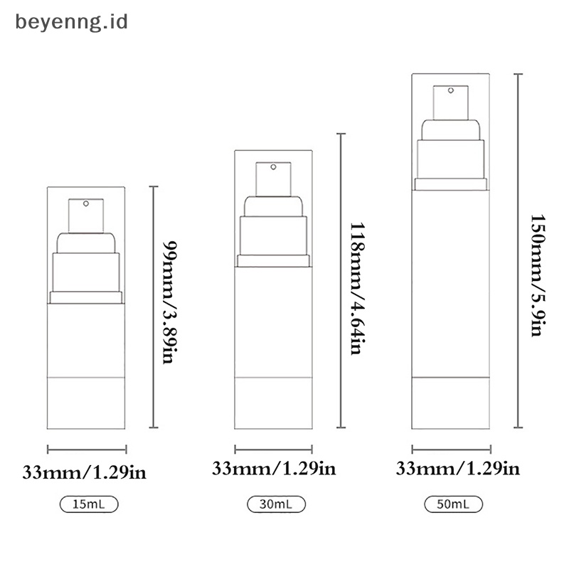 Beyen 15/30 /50ml Alat Wadah Botol Krim Lotion Airless Vakum Isi Ulang ID