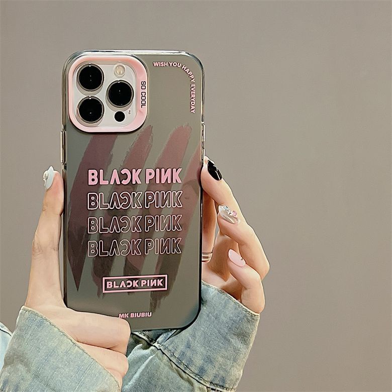 IPHONE Casing Ponsel Desain Signature Double Layer Colorful Silver Full Screen Hitam Dan Pink Kompatibel Dengan Iphone12 13 14 11 Pro Max Qqzs