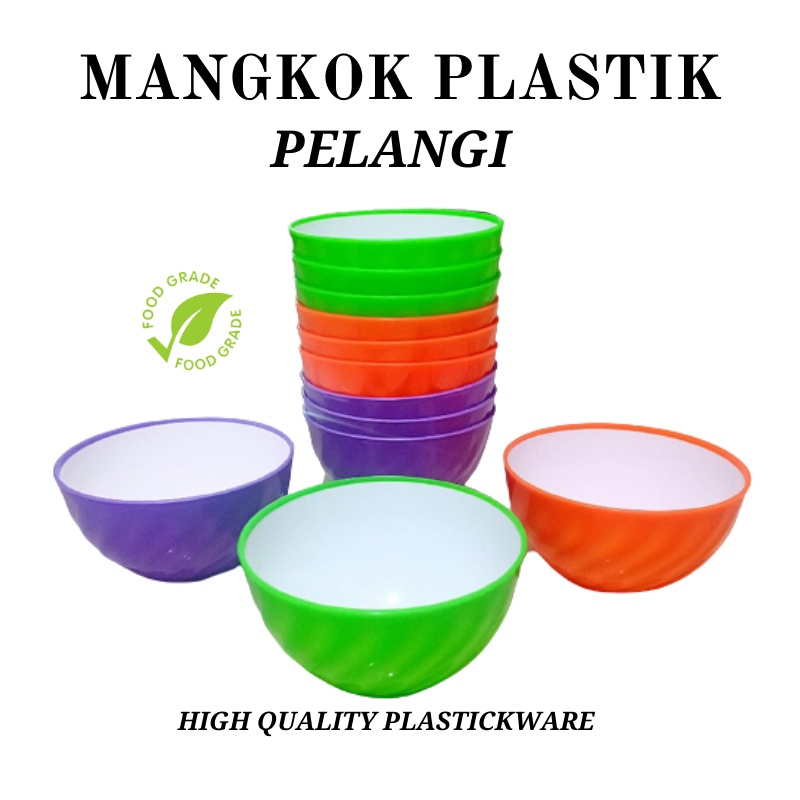 GOS -B312-  Mangkok Plastik Pelangi / Mangkuk Makanan / Mangkuk Plastik Bulat