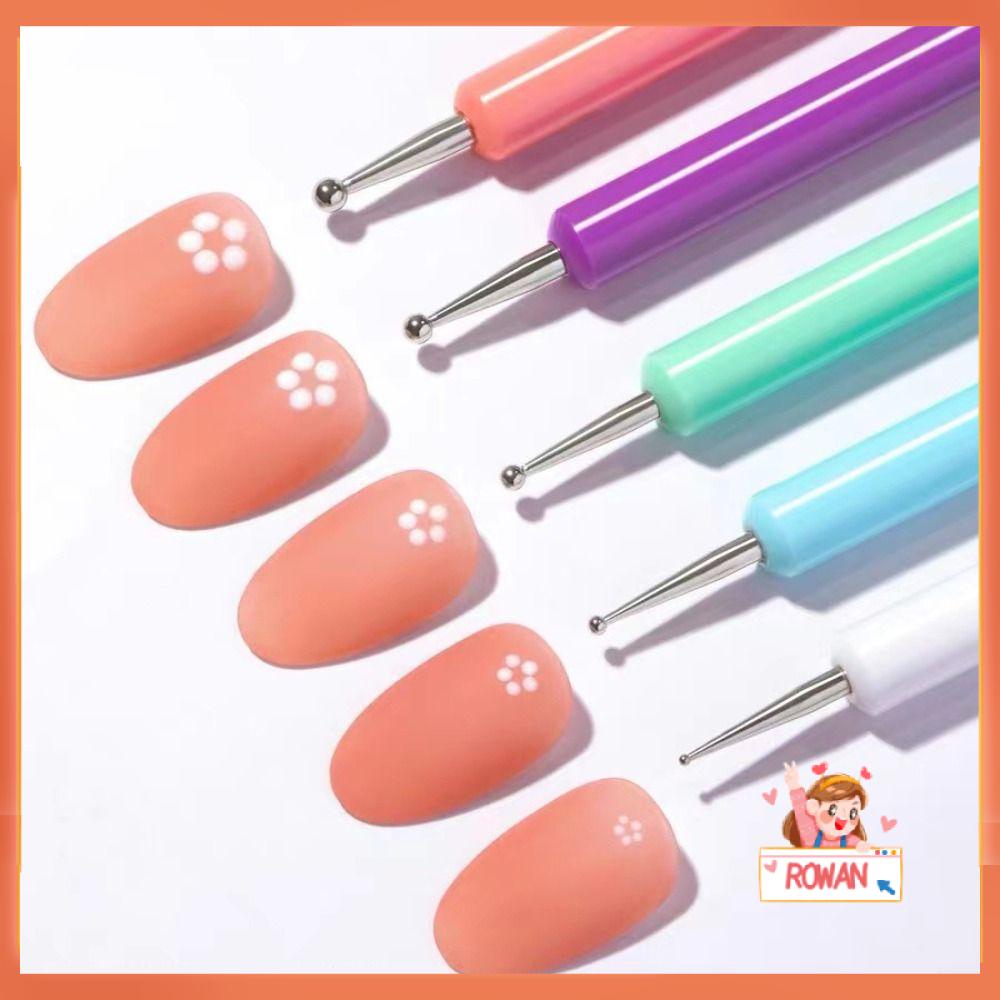 R-FLOWER Nail Art Brush Manicure Alat Kuas Lukis Berlian Imitasi Bunga Pena UV Gel Ekstensi Pen