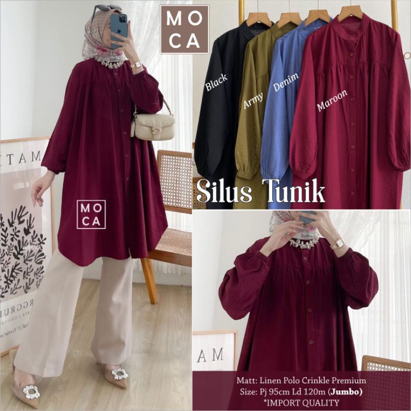 SILUS TUNIK Jumbo ORI MOCA | Ld120 Linen Polo Crinkle Premium