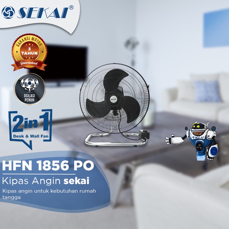 Sekai Kipas Angin Meja &amp; Dinding 18 Inch 2in1 HFN 1856 PO / HFN1856PO Desk Fan &amp; Wall