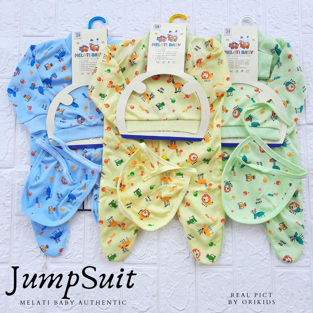 Jumpsuit Romper Bayi Baru lahir Cewek Cowok 1 SET Motif Warna Lembut Nyaman