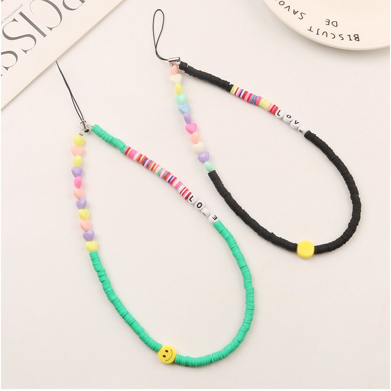 Rainbow Macaron Color Love Heart Silicone Slice Beads Rantai Anti Hilang Universal Phone Strap Untuk Untuk iPhone Untuk Samsung Untuk OPPO Untuk VIVO Untuk Huawei Untuk Redmi Untuk Xiaomi