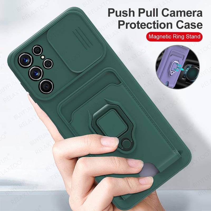 Case Push Kamera Pelindung Cover Untuk Samsung Galaxy S20 S21 FE S22 S23 Plus Ultra Magnetic Car Holder Cold Case Tritone