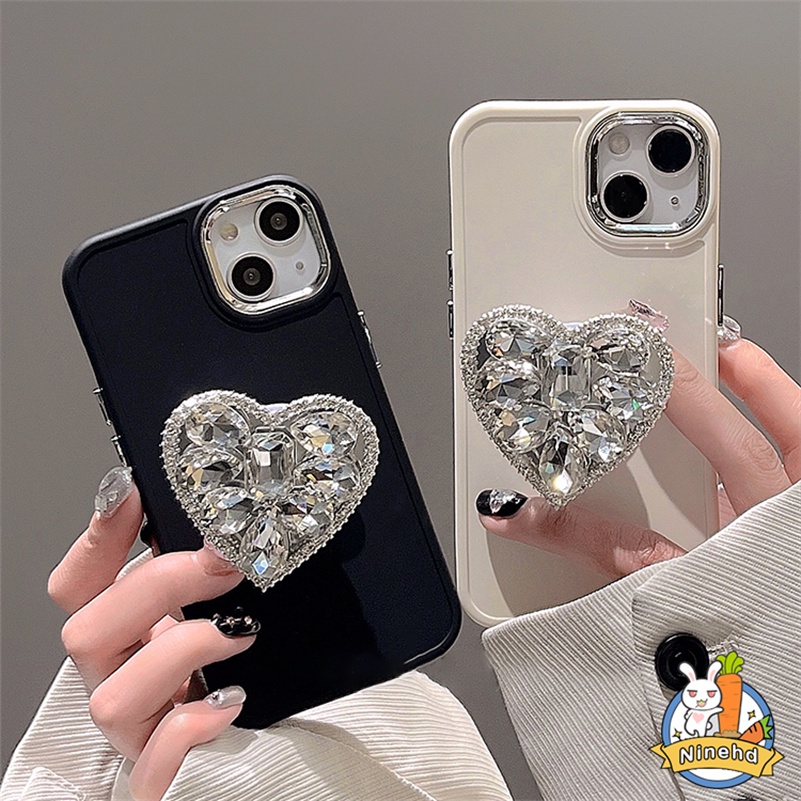 IPHONE Mewah Kristal Berlian Cinta Ditarik Gesper Lipat Dudukan Ponsel Fashion Wanita Phone Case Cocok Untuk Iphone14 13 12 11 Pro Max X Xr Xs Max8 7 6 6s Plus Se2020