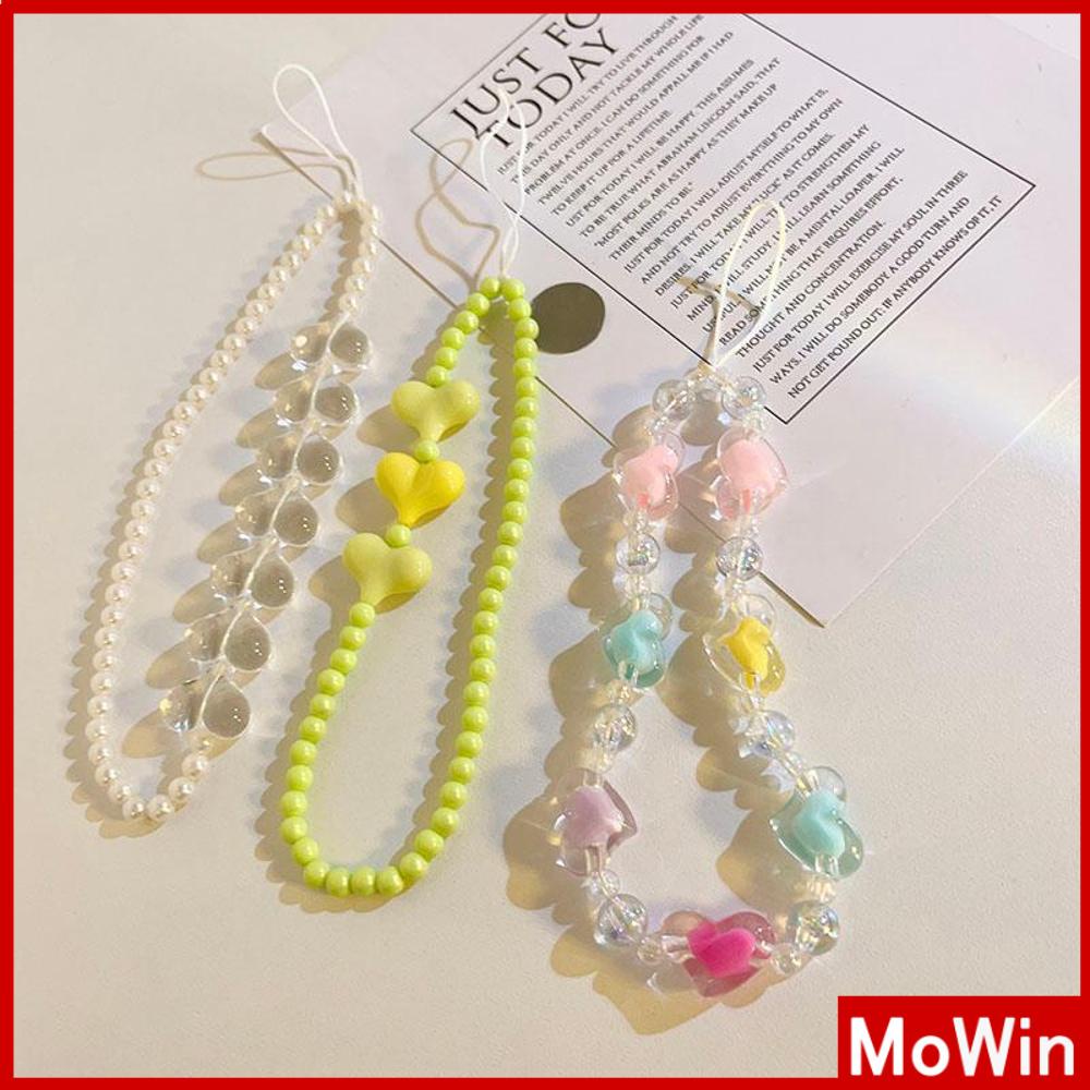 Case Ponsel Lanyard Gelang Manik-manik Berwarna-warni Yang Indah Berbagai Macam Gaya Smiley Heart Beads Kompatibel dengan Casing iPhone Berbagai Macam Warna