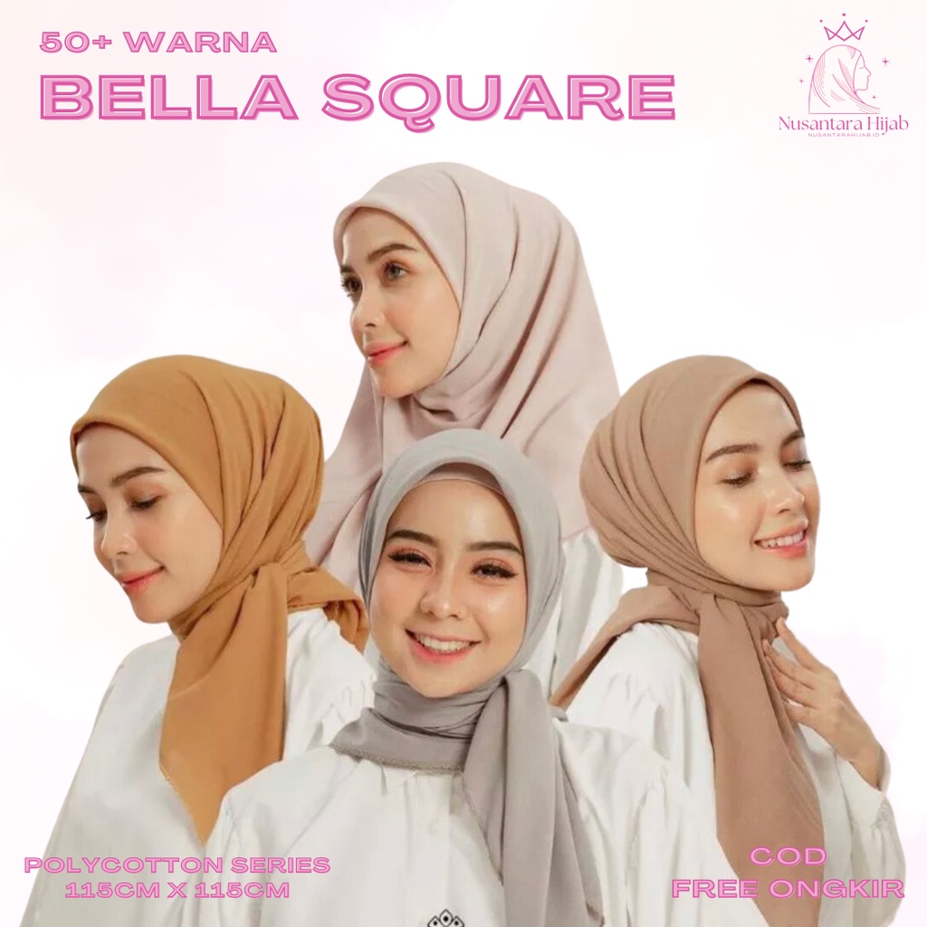 [ COD ] New 60+ Warna Daily Hijab Bella Square | Hijab Segi Empat Double Hycount | Hijab Segi Empat 