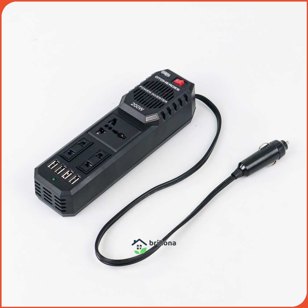 OTOHEROES Car Power Inverter DC 12V to AC 220V 200W with 4 USB Port - E8981