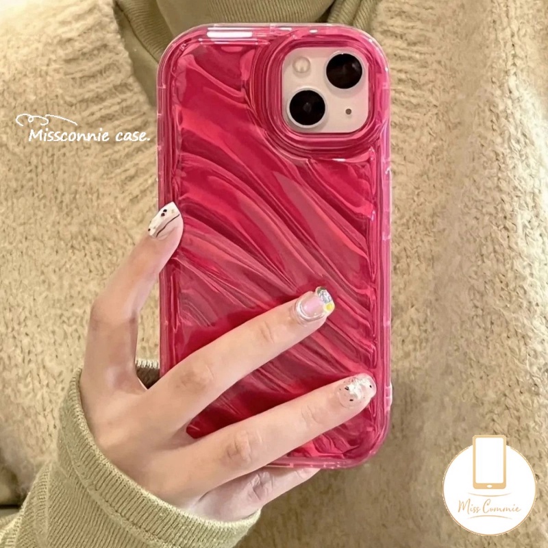 IPHONE Casing Ponsel Mempesona Kartu Laser Mewah Kompatibel Untuk Iphone11Xr 7Plus 11 14 13 12 Pro MAX 6 6S 7 8 Plus X XS MAX SE 2020kreativitas 3D Stereo Pola Bergelombang Soft Case Cover