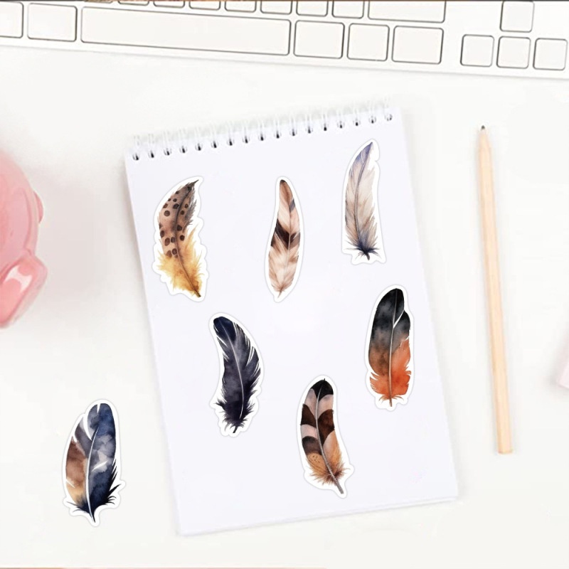 50pcs Dreamy Feathers Kartun Kucing Cakar Uap Gadis Kertas Grafiti Untuk Troli Kasus Cangkir Air Diary Tahan Air Diy Stiker