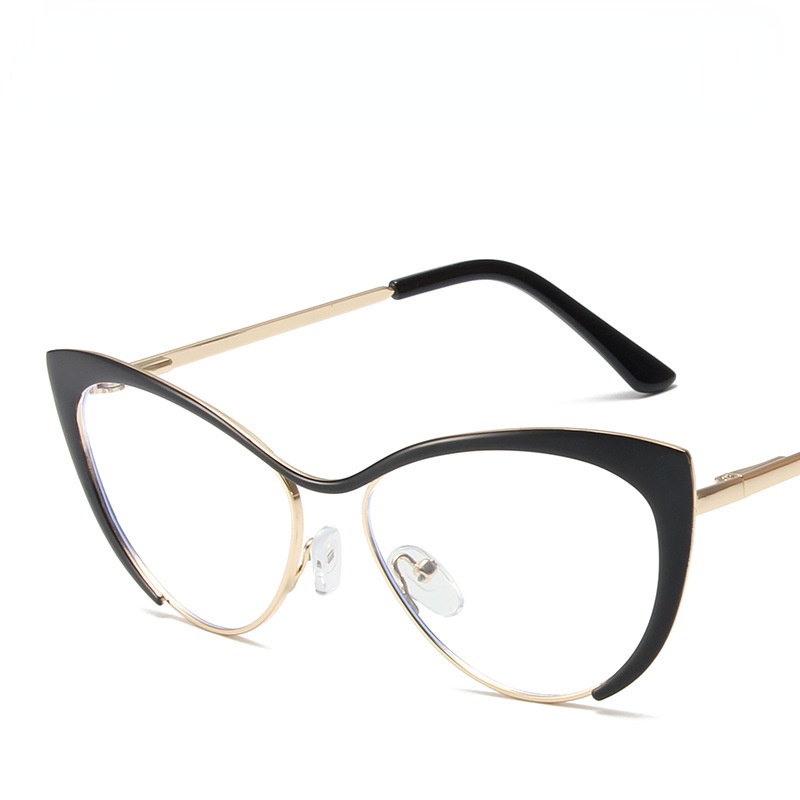 Kacamata Retro Gold Triangle Cat Eye Anti Blue Light TR90 Frame