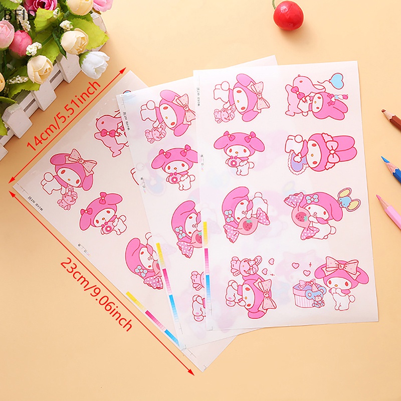 [BFID] 5pcs My Melody Kawaii Anime Kartun Stiker Cinnamoroll Kuromi Pvc Transparan Tahan Air Hias Perekat Diri Sticker [ID]