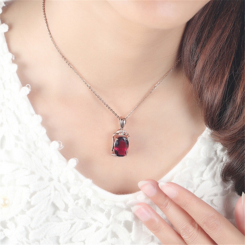 14 K Rose Gold Pierscionki Liontin Bizuteria Batu Permata Merah Alami Ruby Harta Liontin 45 cm Kalung Perhiasan