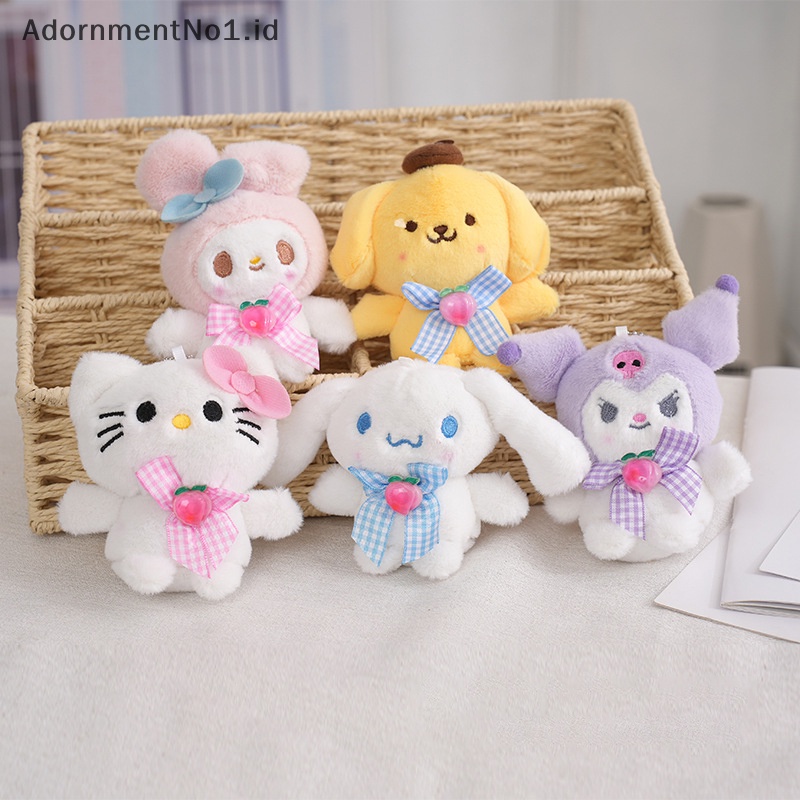 [AdornmentNo1] Kawaii Sanrio Plush boneka mainan lucu kartun Hello Kitty Kuromi My Melody Cinnamoroll Plushie gantungan kunci tas liontin dekorasi hadiah