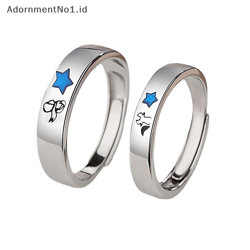 [AdornmentNo1] Romantis pangeran kecil rubah pasangan cincin lucu terbuka Adjustable pecinta cincin perhiasan hadiah hari valene