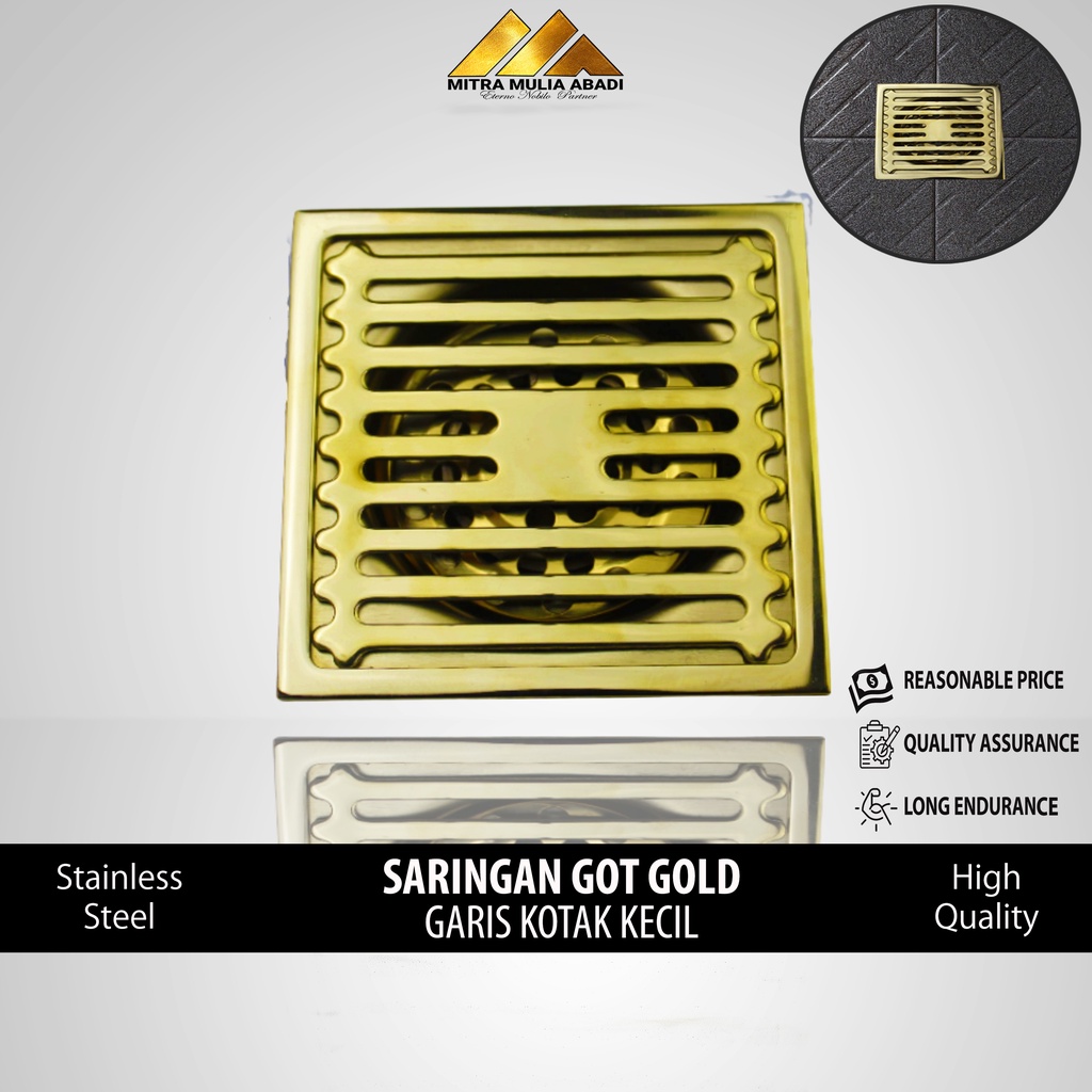 Saringan Got Stainles / Saringan Got Gold Garis Kotak Kecil / Floor Drain Iron