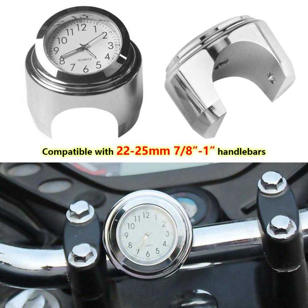 Openmall Stang Motor Jam Termometer Luminous Dial Clock 22-25mm Dudukan Stang Motor Aksesoris Motor J3L3