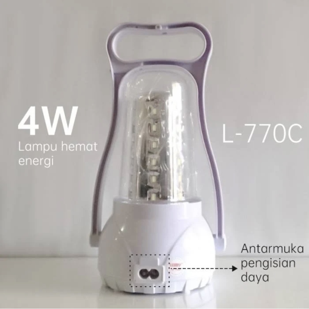 Lampu Emergengy Cas LUBY L 770 C Putih Baterai Rechargeable Ulang Lampu EMergency LED Camping 4 Watt Senter