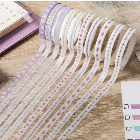 10 Rolls Simple Abstract Washi Tape Deco Masking Tape Selotip Jurnal DIY Scrapbook - A0003