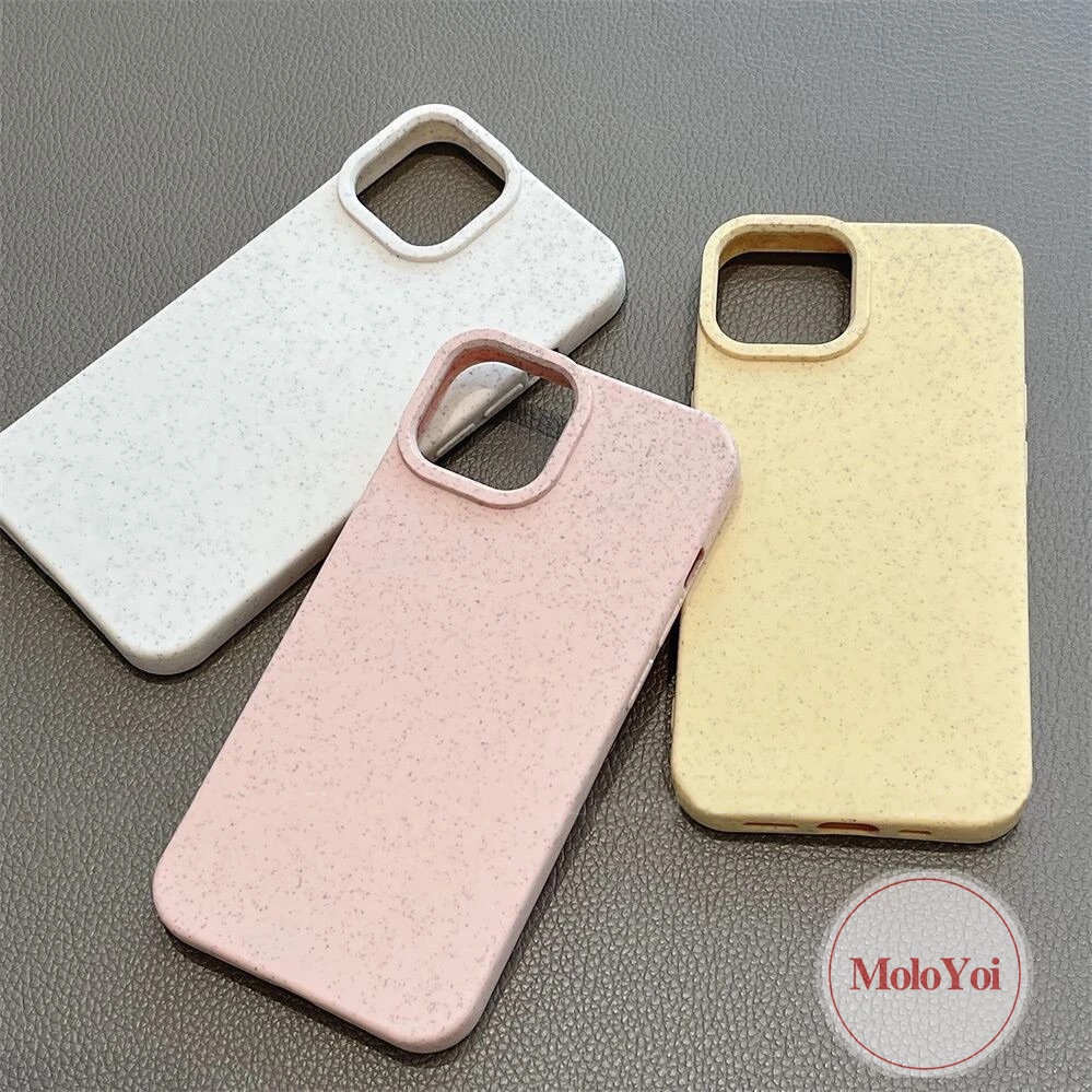 Solid Color Degradable Frame Skin Feel Anti-Fall Hard Case Compatible for IPhone 11 14 13 12 Pro Max XR XS X MAX 8Plus 7Plus 8 7 Plus Luxury Simple Solid Color Phone Cover