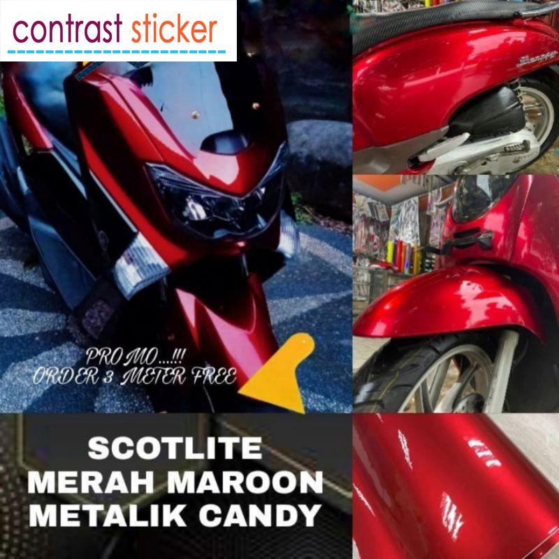 sticker skotlet metalik merah candy glossy / skotlet merah candy /skotlet motor / skotlet