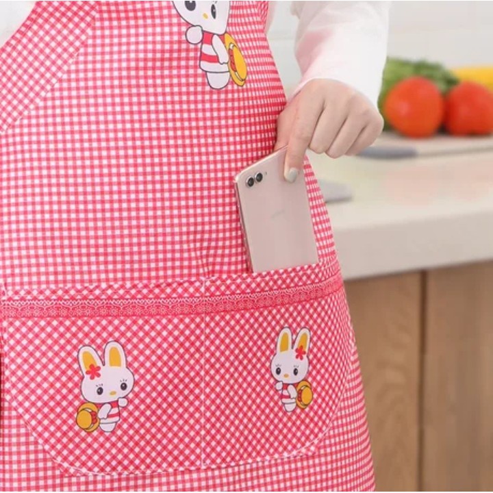 Apron Dapur Celemek Masak Anti Air Clemek Koki Barista Motif Kelinci Waterproof