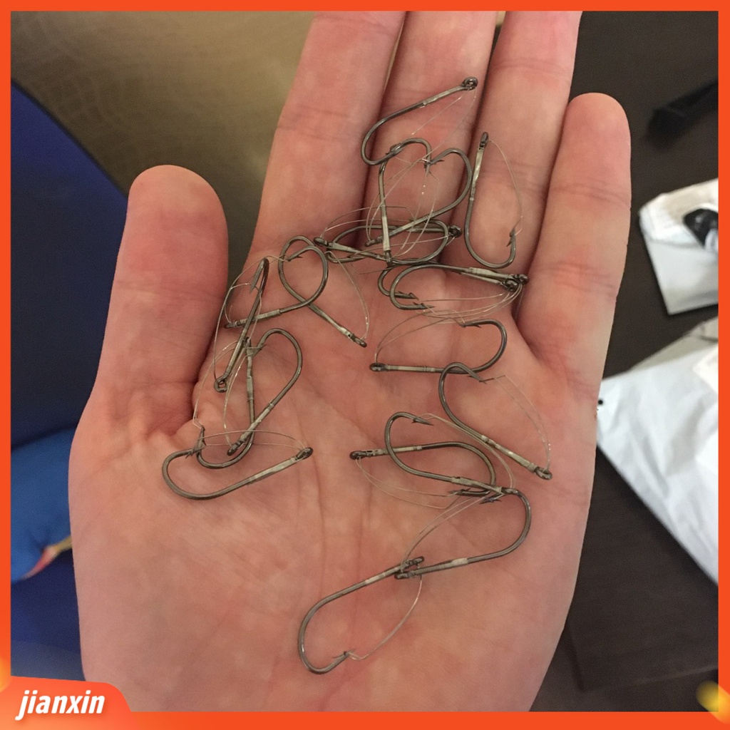 (In Stock) 10Pcs /Box Kait Memancing Berduri Portabel Kokoh Anti-Gantung Bawah Umur Panjang Memancing J Hook Untuk Outdoor