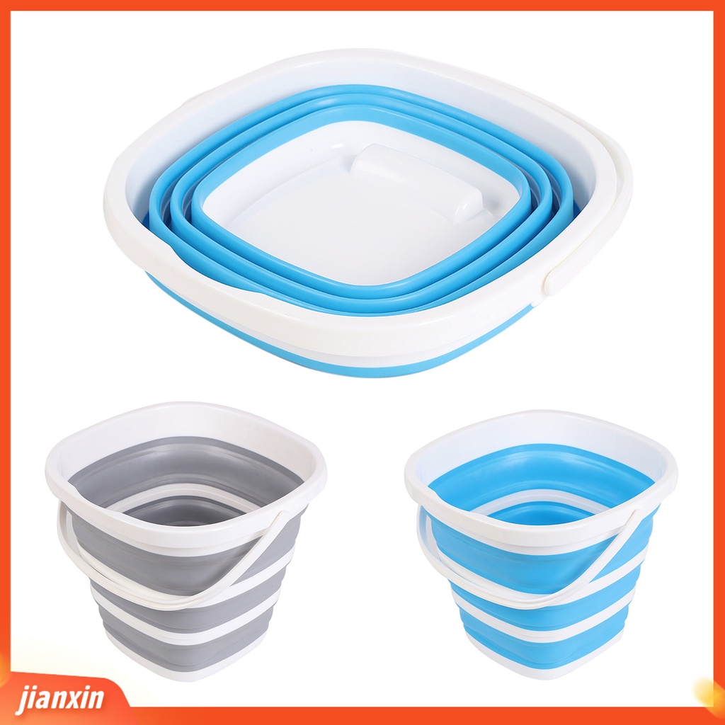 (In Stock) 10L Collapsible Bucket Trapezium Striped with Ergonomic Handle Bendable Great Load Bearing Angling Foldable Ember Pancing Kapasitas Besar Perlengkapan Rumah Tangga