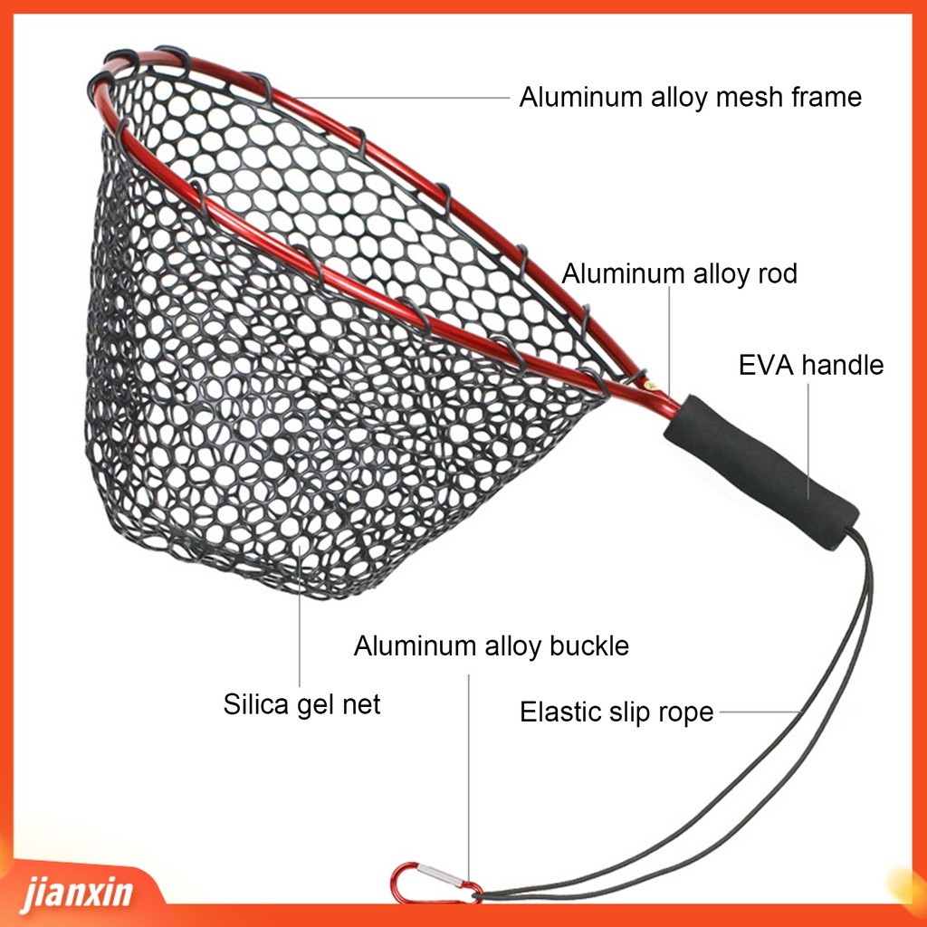 (In Stock) Jaring Pendaratan Pancing Fleksibel Kuat Kapasitas Mini Floating Mesh Landing Dip Net Alat Pancing Untuk Outdoor