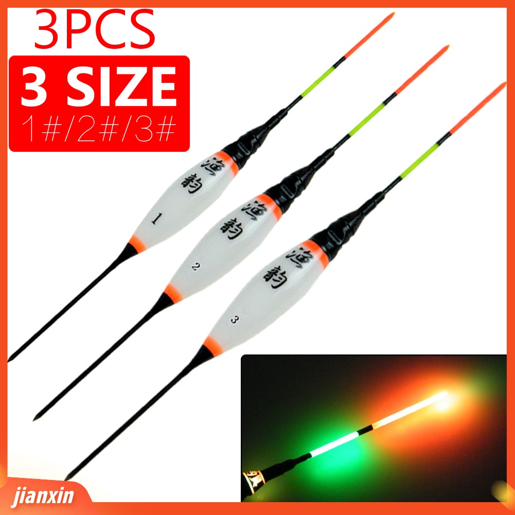 (In Stock) 3Pcs Bercahaya Lampu LED Elektronik Vertikal Malam Memancing Pelampung Bobber Pelampung