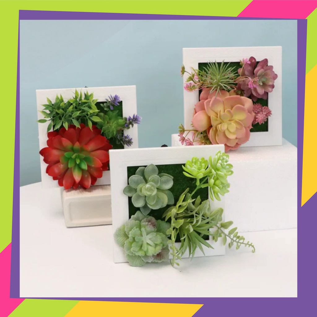 1880 / Pot bunga hias kotak melamin + busa / Vas bunga dekorasi tanaman artificial
