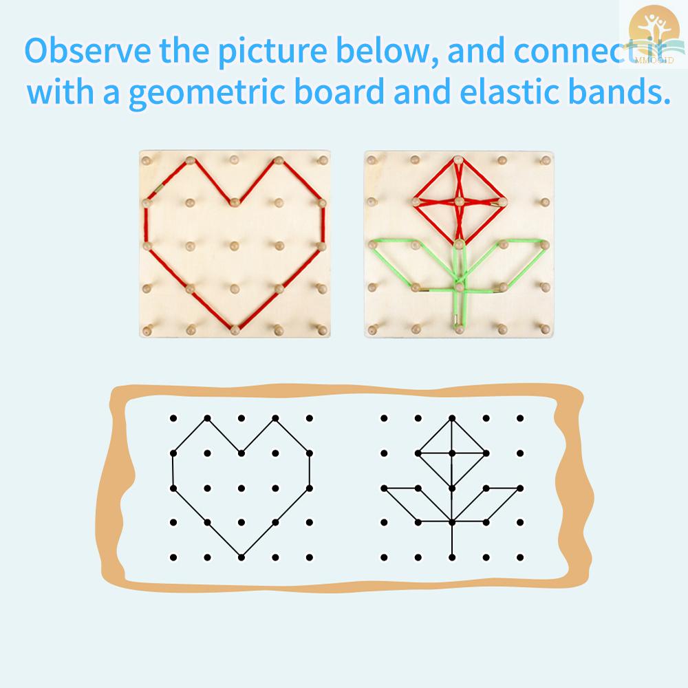 In Stock Papan Geoboard Kayu Bahan Manipulatif Matematika 5x5 Array Geo Board Dengan Pita Elastis Pola Kartu Papan Perontok Grafis Montessori Edukasi Belajar Mainan Hadiah fo