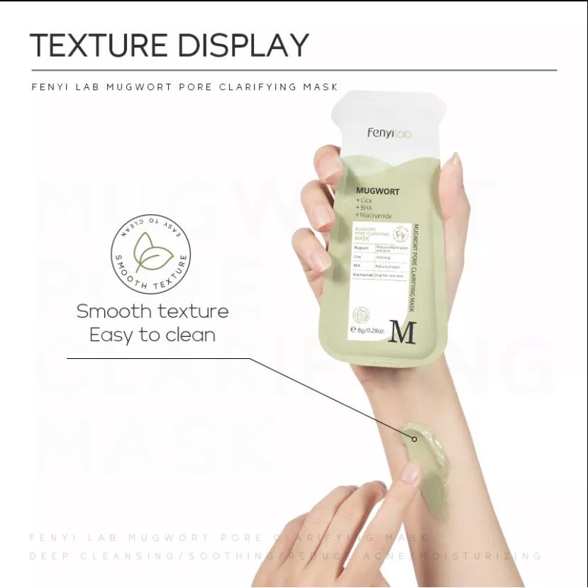 Fenyi Lab Mugwort Pore Clarifying Mud Mask Sachet Membersihkan Pori-Pori Mengangkat Komedo 8g
