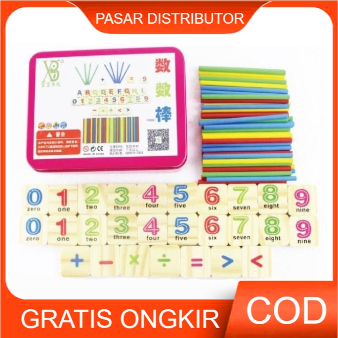 Mainan Edukasi COUNTING STICK METAL BOX Mainan Belajar Berhitung Murah