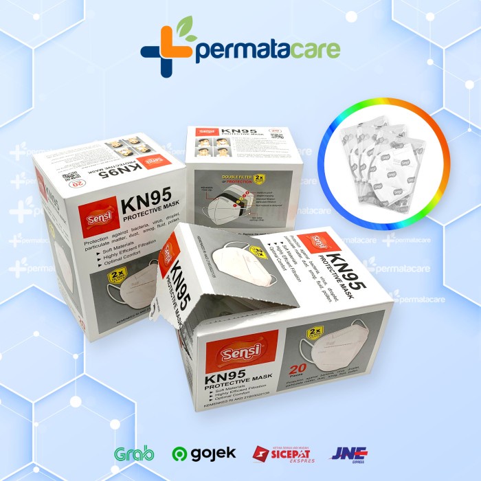 KN95 Masker Sensi 5Ply Earloop Double Filter - Isi 20 Pcs - Putih