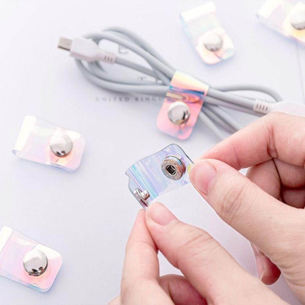 LANFY 10pcs Tali Pengikat Kabel, Pengikat Kabel Laser PVC, Kawat Kabel Telepon Multifungsi Reusable Winder Wrap Cable Buckle Straps Untuk Kantor Sekolah