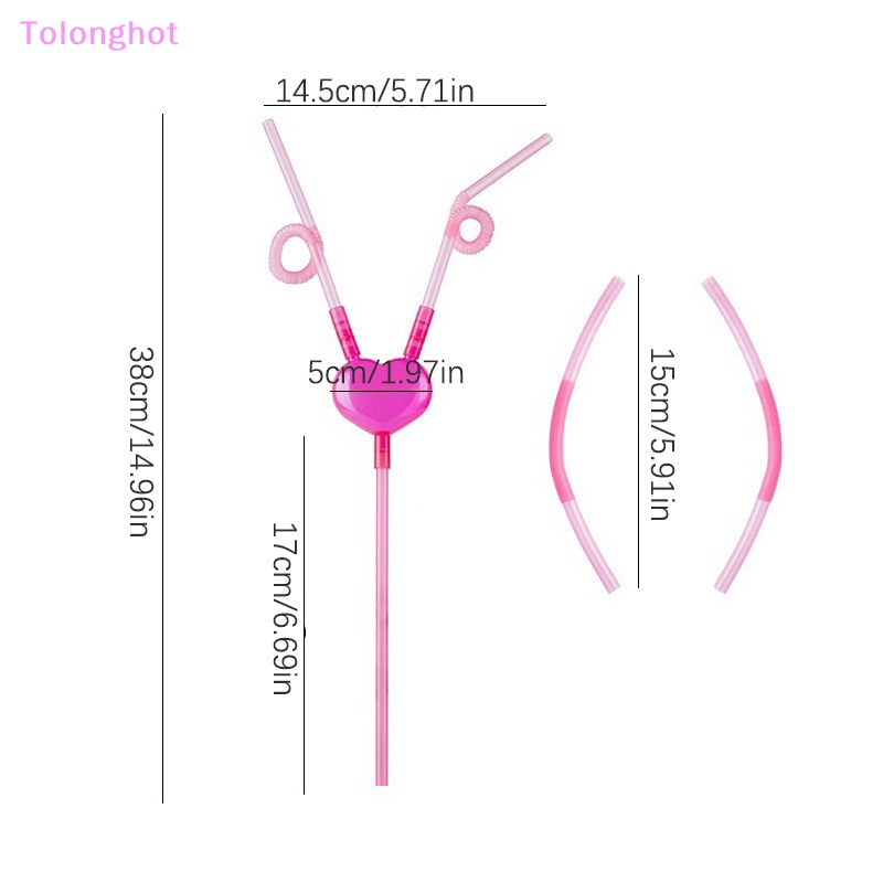 Tolonghot&gt; Lucu Cinta Hati Sedotan Ganda Fleksibel Plastik Minum Diy Sedotan Merah Muda Untuk Minum Peralatan Dapur Bar Perlengkapan Pesta well