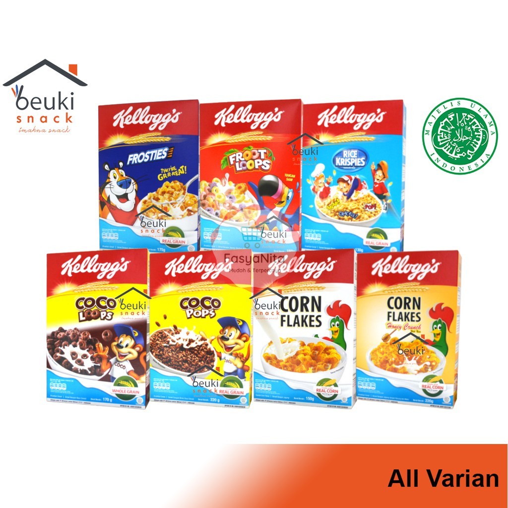 VARIAN BOX Kelloggs Sereal Sarapan Import Thailand Box Reguler Halal MUI
