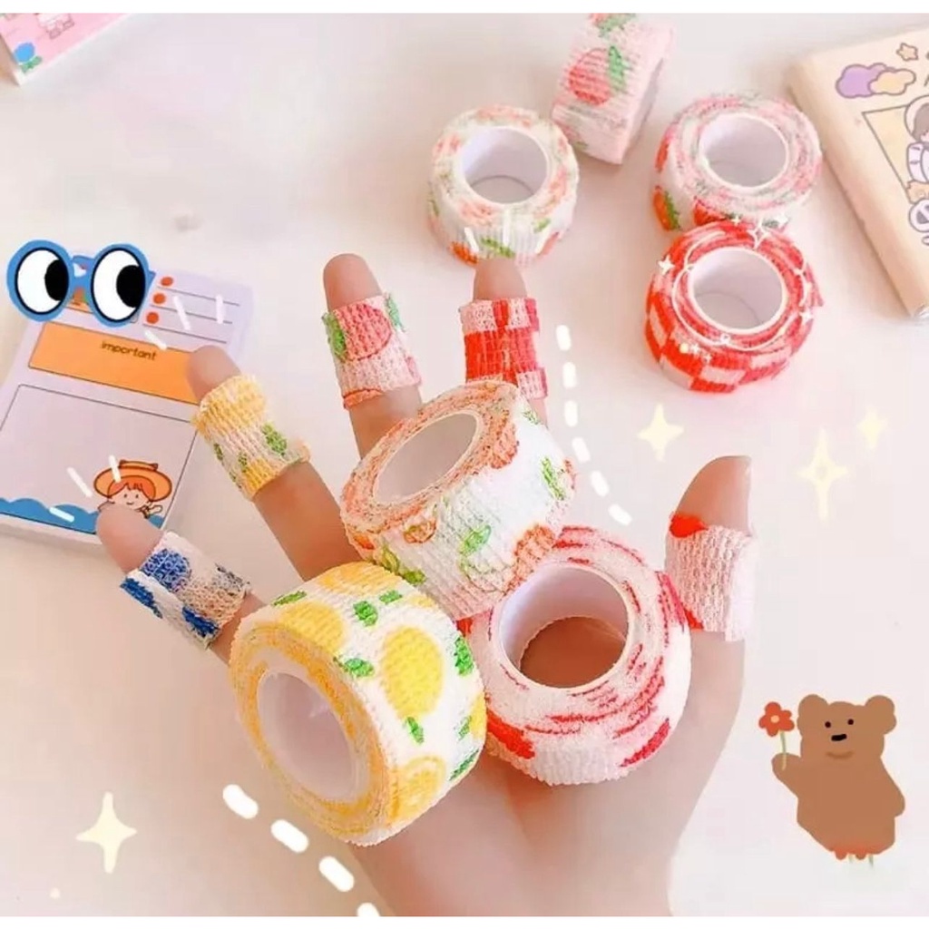 

D111 PERBAN JARI TAPE MOTIF PELINDUNG FINGER TAPE PITA PEREKAT UKURAN 2,5 CM LUCU ANTI ABRASI HV