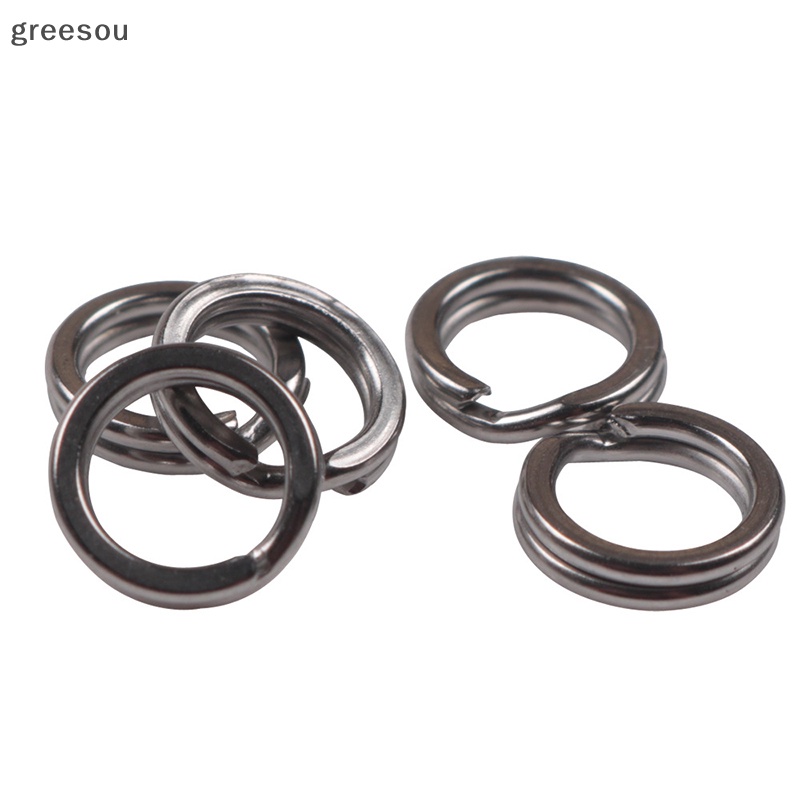 Greesou 100 Pcs Memancing Split Rings 2.5-8MM Engkol Umpan Keras Snap Silver Stainless Steel Double Loop Split Open Carp Fishing Lure ID