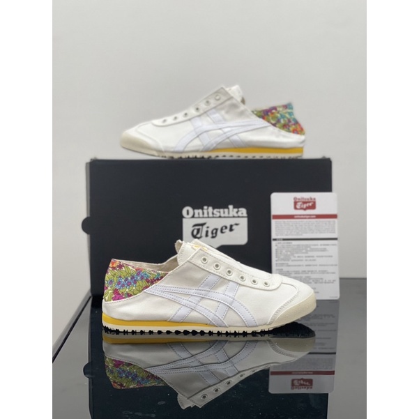 Sepatu Onitsuka Tiger Slip On Paraty White Flower Yellow Free Paperbag