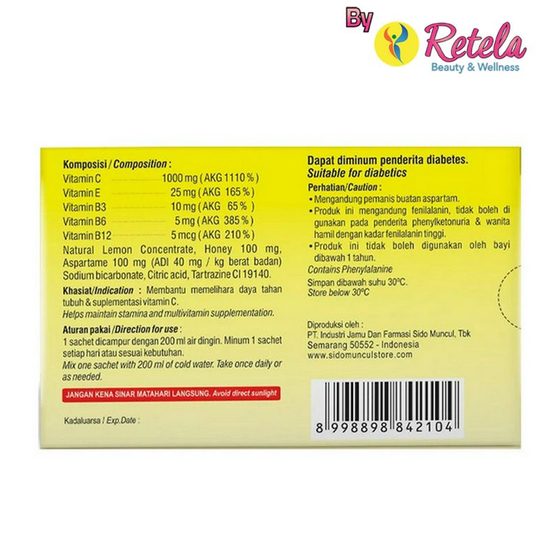 Sidomuncul Vit C1000 Lemon 6 Sachet