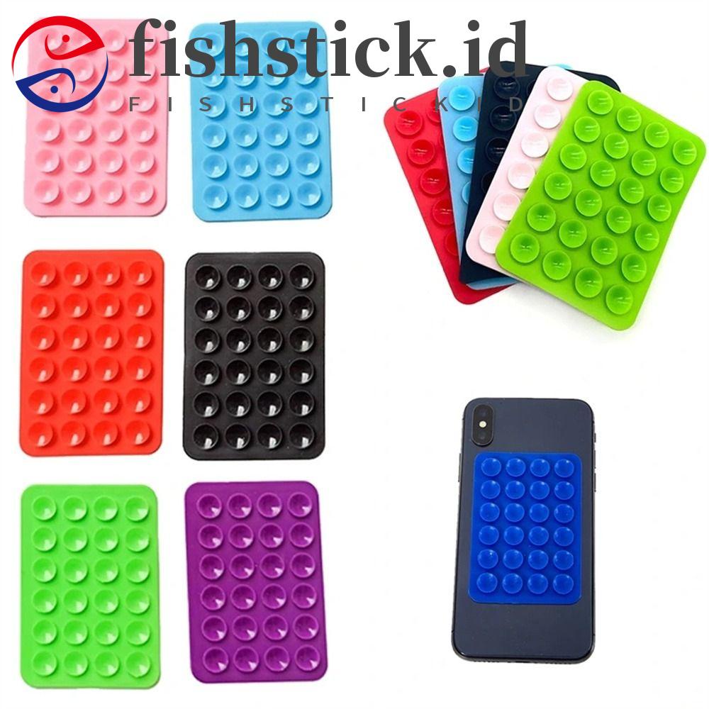 Fishstick 2Pcs Phone Suction Pad Silikon Serbaguna Didukung Perekat Alas Telepon Dinding Stand Mat Square Suction Cup Mat