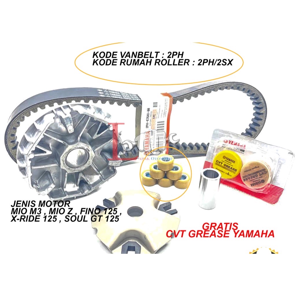 SATU PAKET RUMAH ROLLER SET MIO M3 , FINO 125 , MIO Z , SOUL GT 125 & VANBELT MIO M3 , FINO 125 , MI