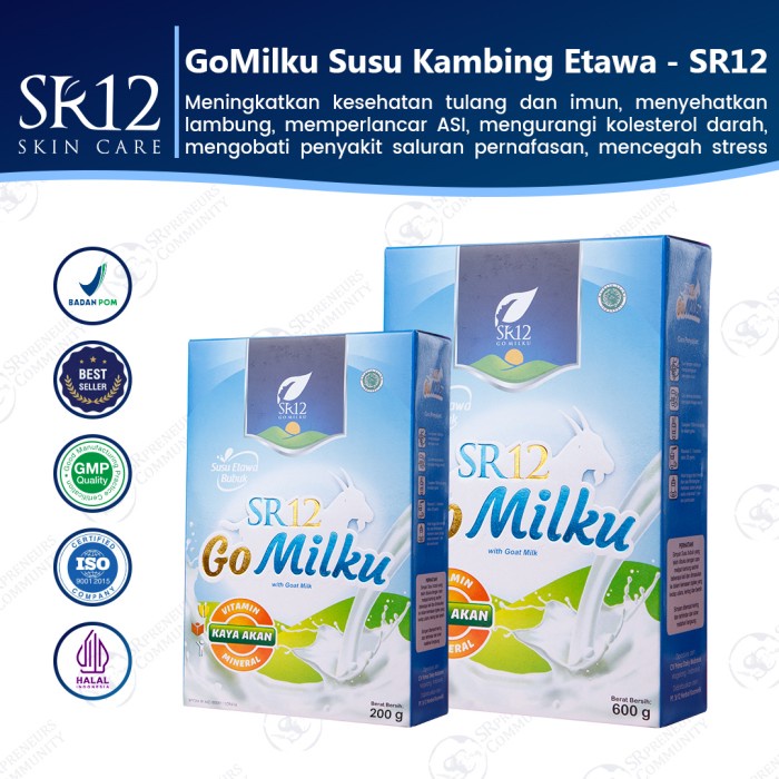 

GOMILKU SR12 SUSU KAMBING ETAWA KUALITAS PREMIUM/ GOAT MILK SUSU BUBUK - Original, 200gr