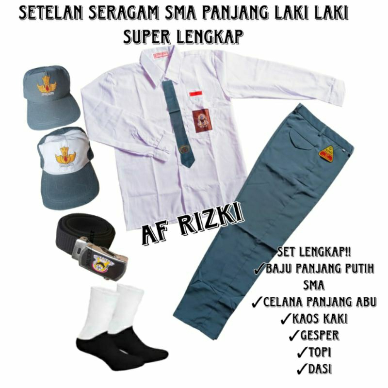 BAJU SERAGAM SMA PRIA LENGAN PANJANG SETELAN