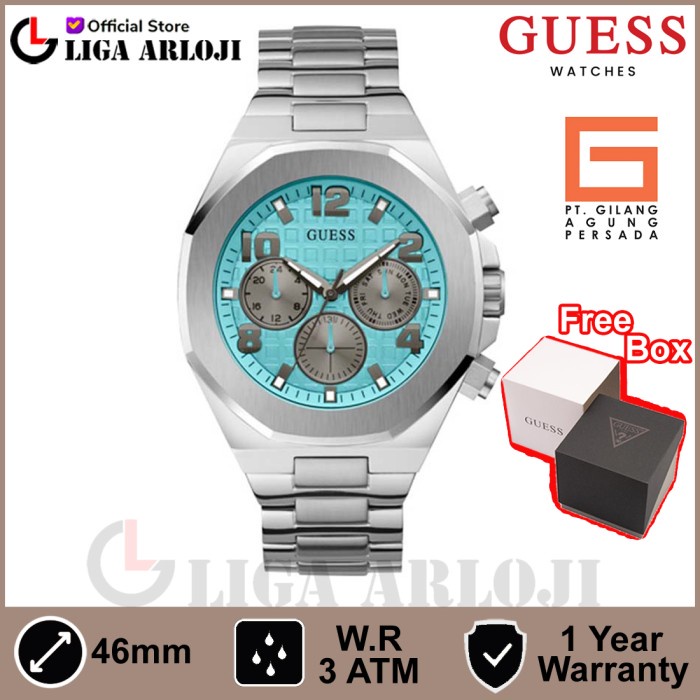 GUESS GW0489G3 Original EMPIRE Jam Tangan Pria Analog Silver Stainless