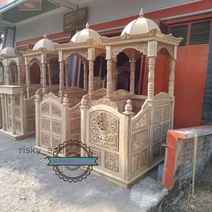 Mimbar Masjid Ukir Jepara - Podium Khotbah Besar Kayu jati mentahan Termurah cod redy
